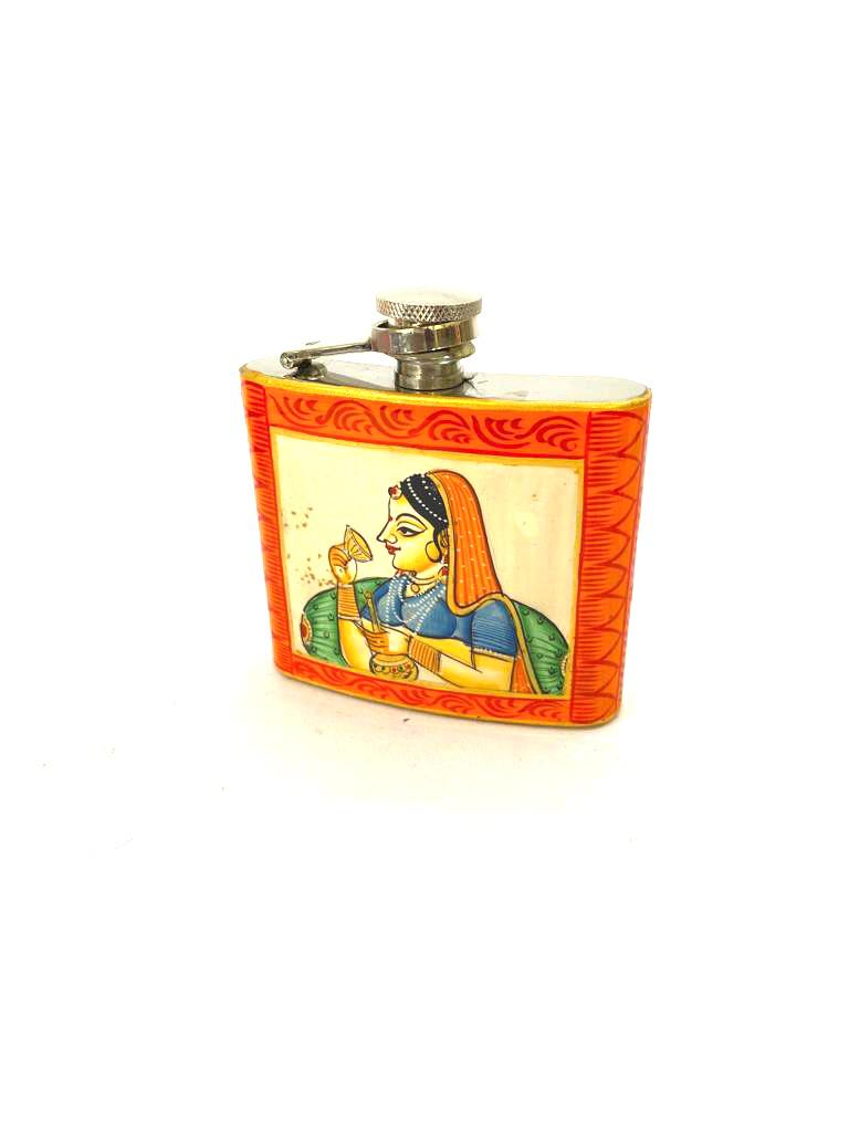 Wine Flask In Royal Hand Painting Indian Heritage Souvenir Gifts By Tamrapatra