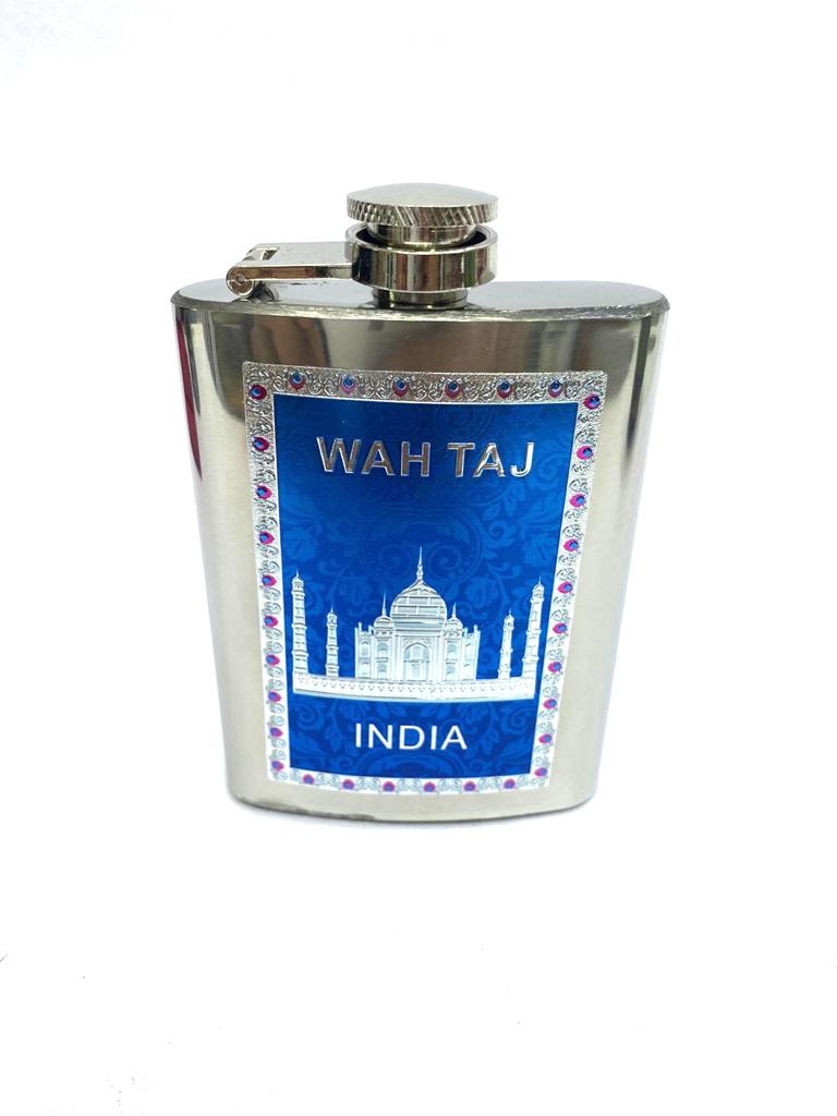 Hip Flask Storage Stainless Steel With Exclusive Indian Heritage Designs Tamrapatra