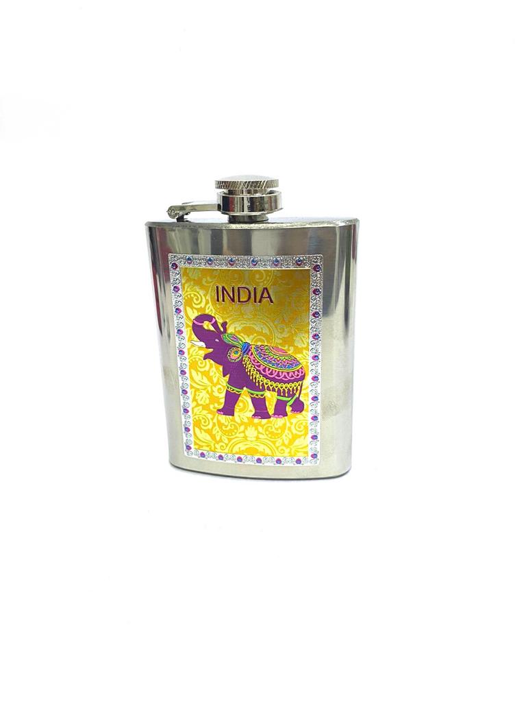 Hip Flask Storage Stainless Steel With Exclusive Indian Heritage Designs Tamrapatra