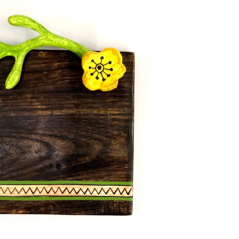 Floral Design Metal On Wooden Crafted With Love Name Plate Collection Tamrapatra