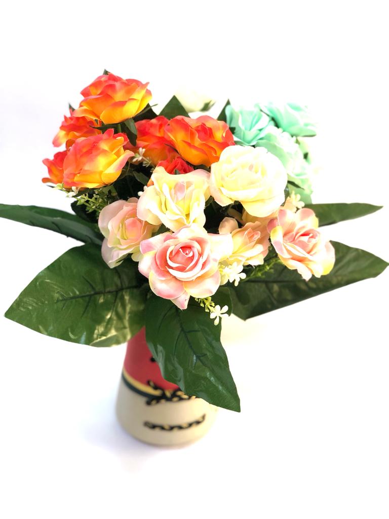 7 Rose Bunch In Classy Shades With Leaf Petals For Decoration Tamrapatra