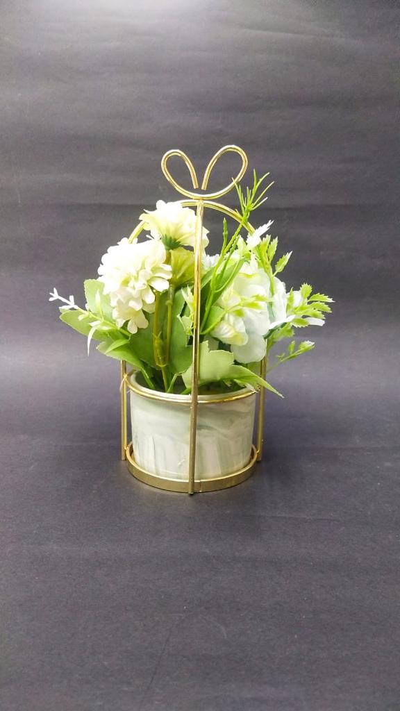 Premium Basket Style Stone Effect Pots With Floral Arrangement By Tamrapatra