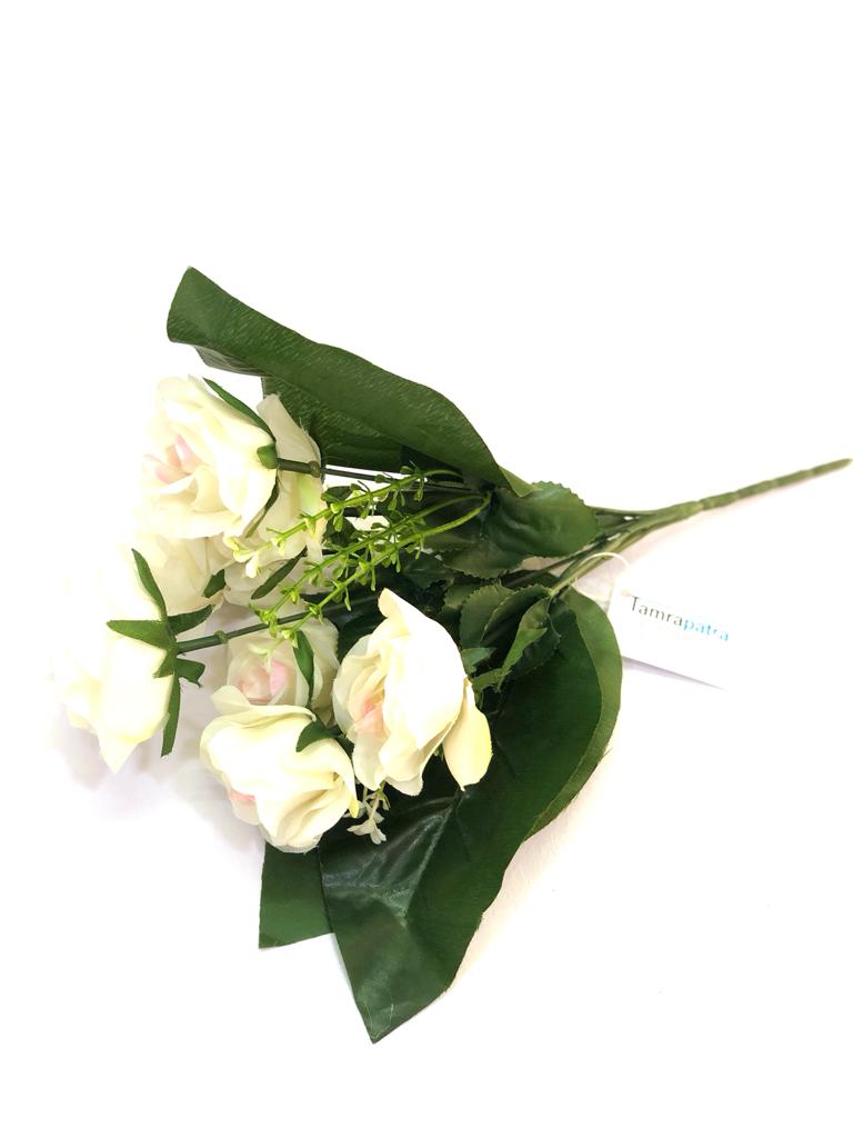 7 Rose Bunch In Classy Shades With Leaf Petals For Decoration Tamrapatra