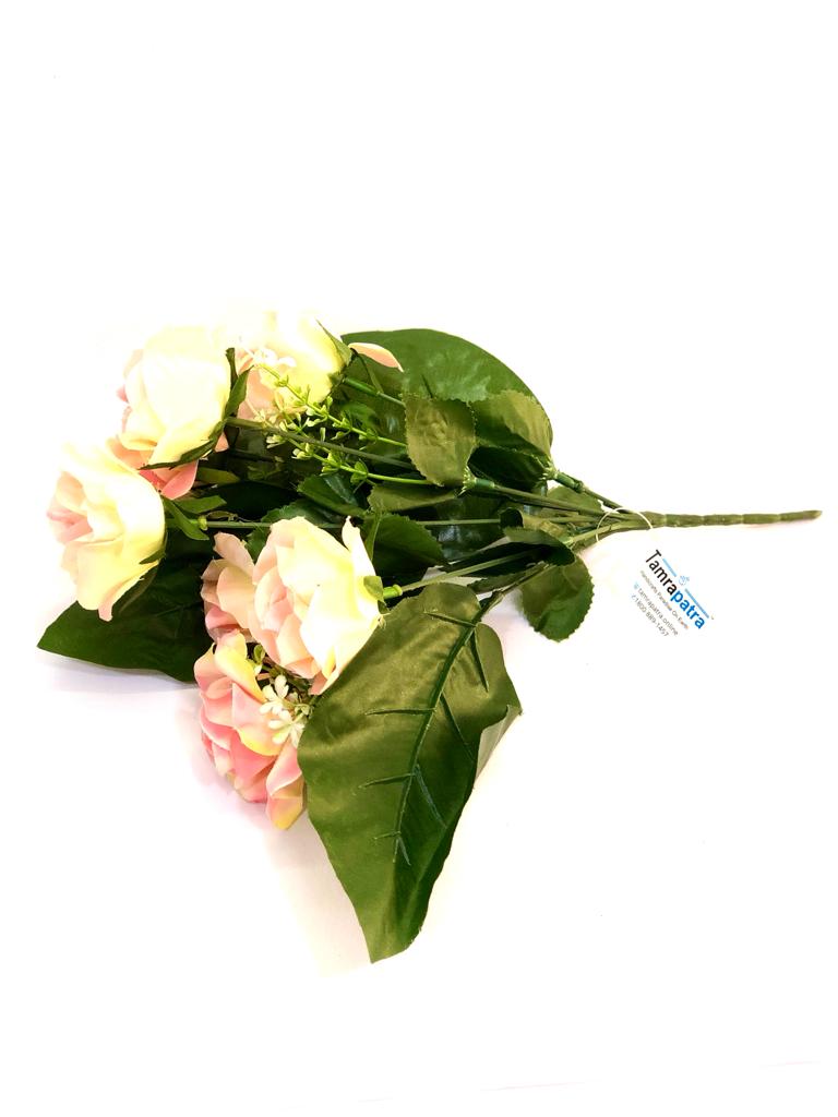 7 Rose Bunch In Classy Shades With Leaf Petals For Decoration Tamrapatra
