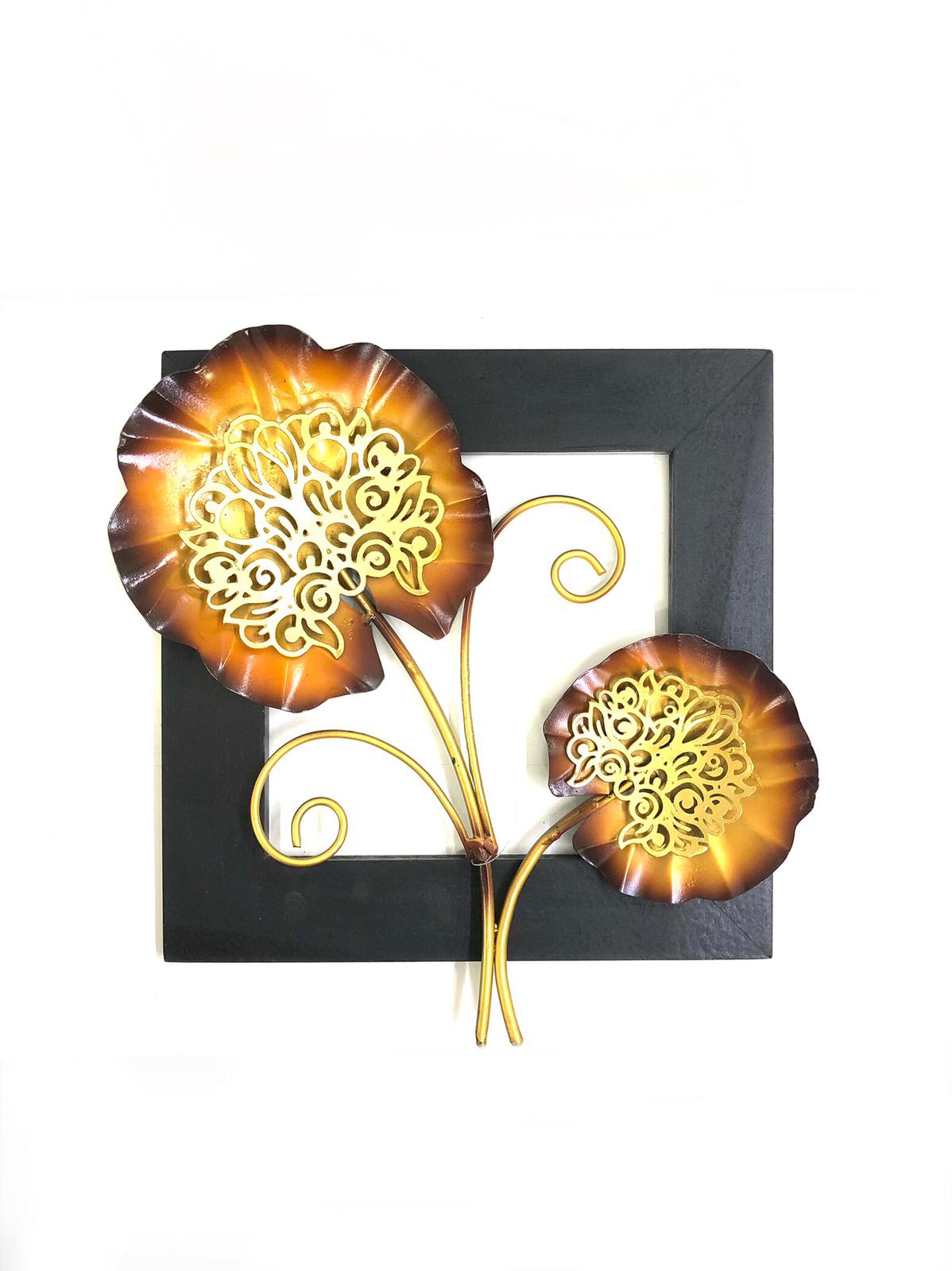 Interior's Selection Handcrafted Metal Décor With Wooden Frame By Tamrapatra