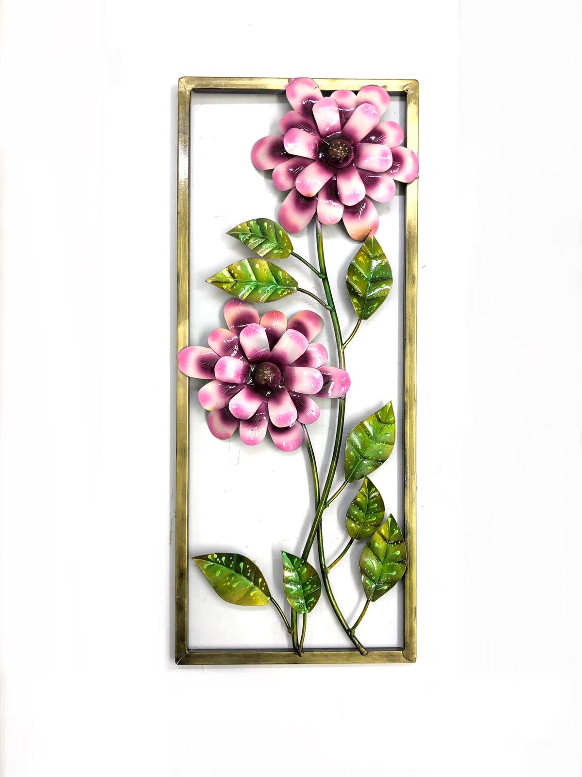 Flower Metal Hanging Frame Beautiful Shades Nature Inspired Art Tamrapatra