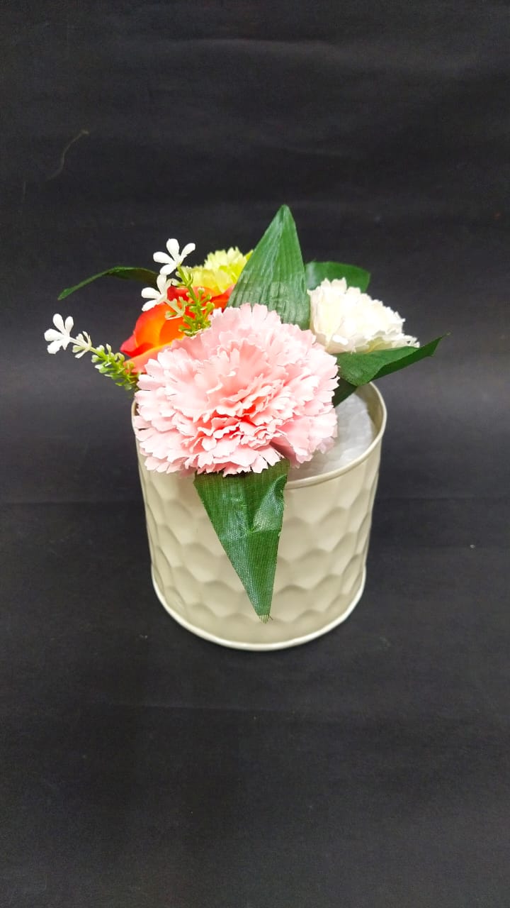 White Carved Planters Metal Iron Handcrafted Décor Center Table By Tamrapatra