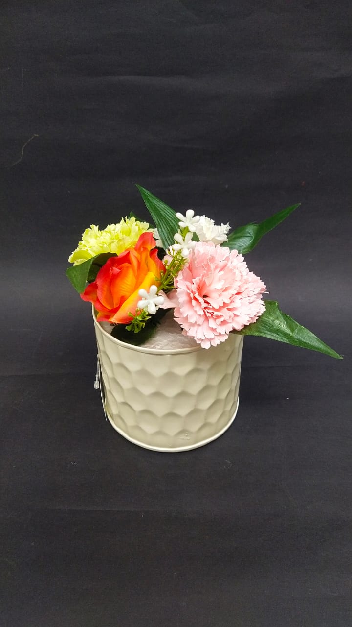 White Carved Planters Metal Iron Handcrafted Décor Center Table By Tamrapatra