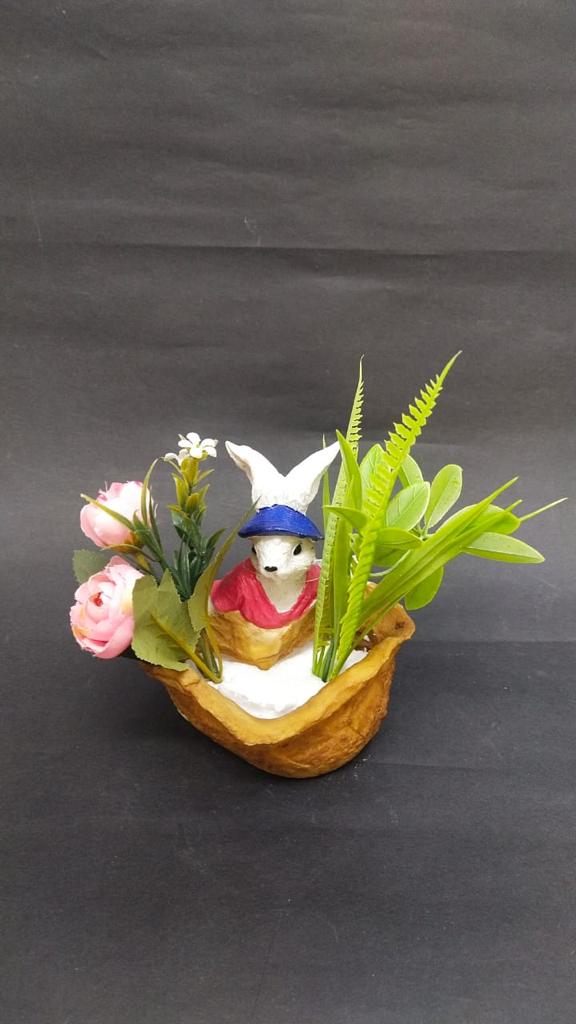 Rabbit Design Planter Carry Basket For Plants Succulents Décor By Tamrapatra