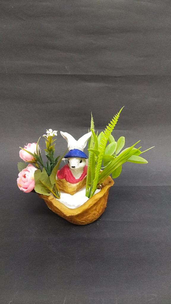 Rabbit Design Planter Carry Basket For Plants Succulents Décor By Tamrapatra