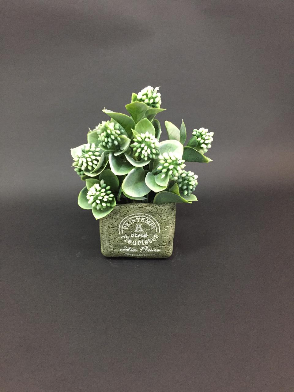 Cemented Pot Pearl Glam Indoor Artificial Plant Home Décor Garden Tamrapatra