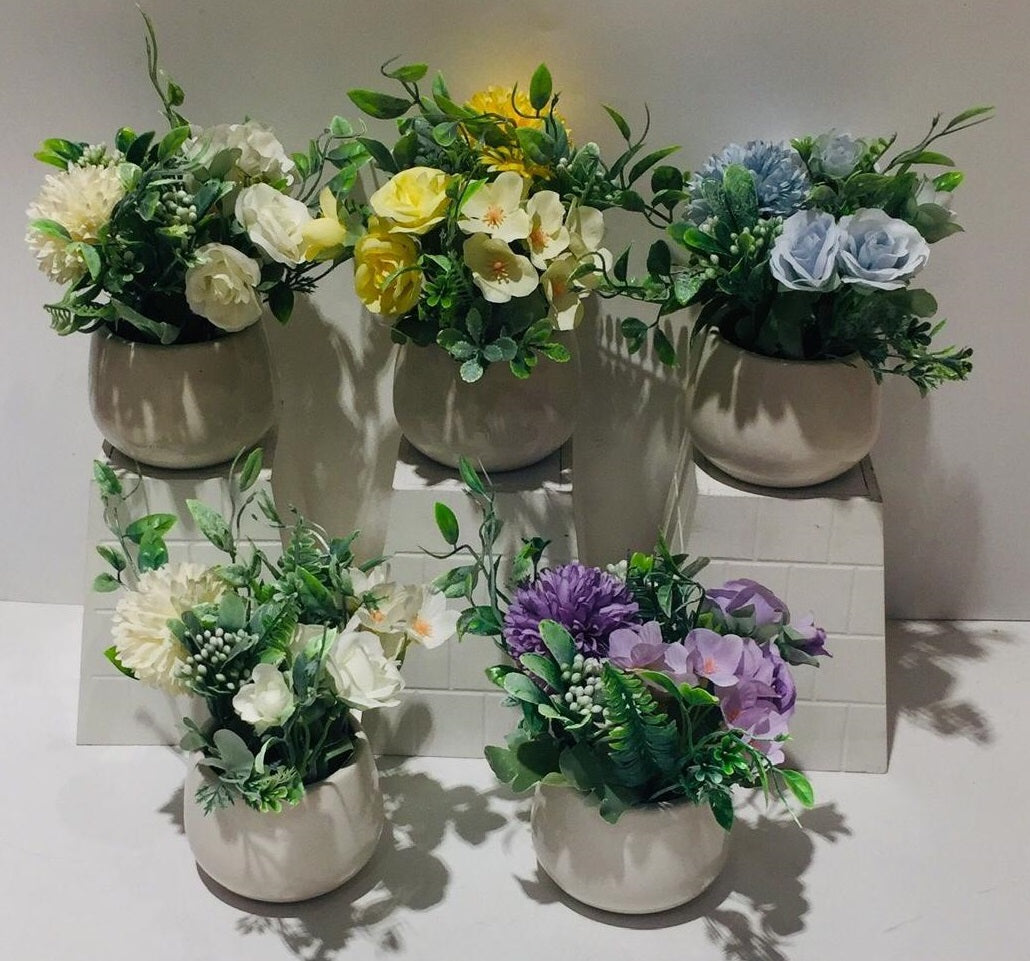 Glossy White Ceramic Pot Flower & Plant Indoor Decoration New By Tamrpatra
