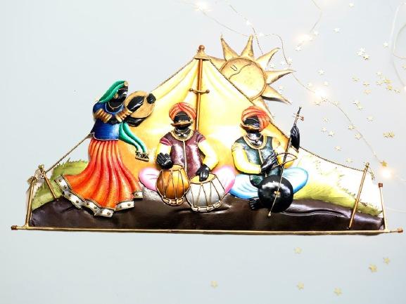 Folk Tribal Indian Classical Musical Theme based Metal Wall Décor By Tamrapatra