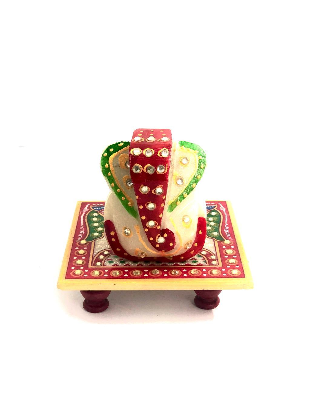 Designer Marble Ganesh With Bajot Best For Gifting Religious Tamrapatra