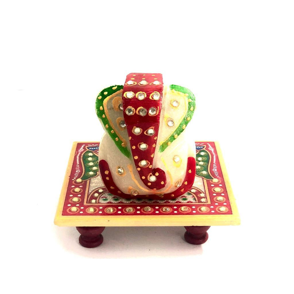Designer Marble Ganesh With Bajot Best For Gifting Religious From Tamrapatra