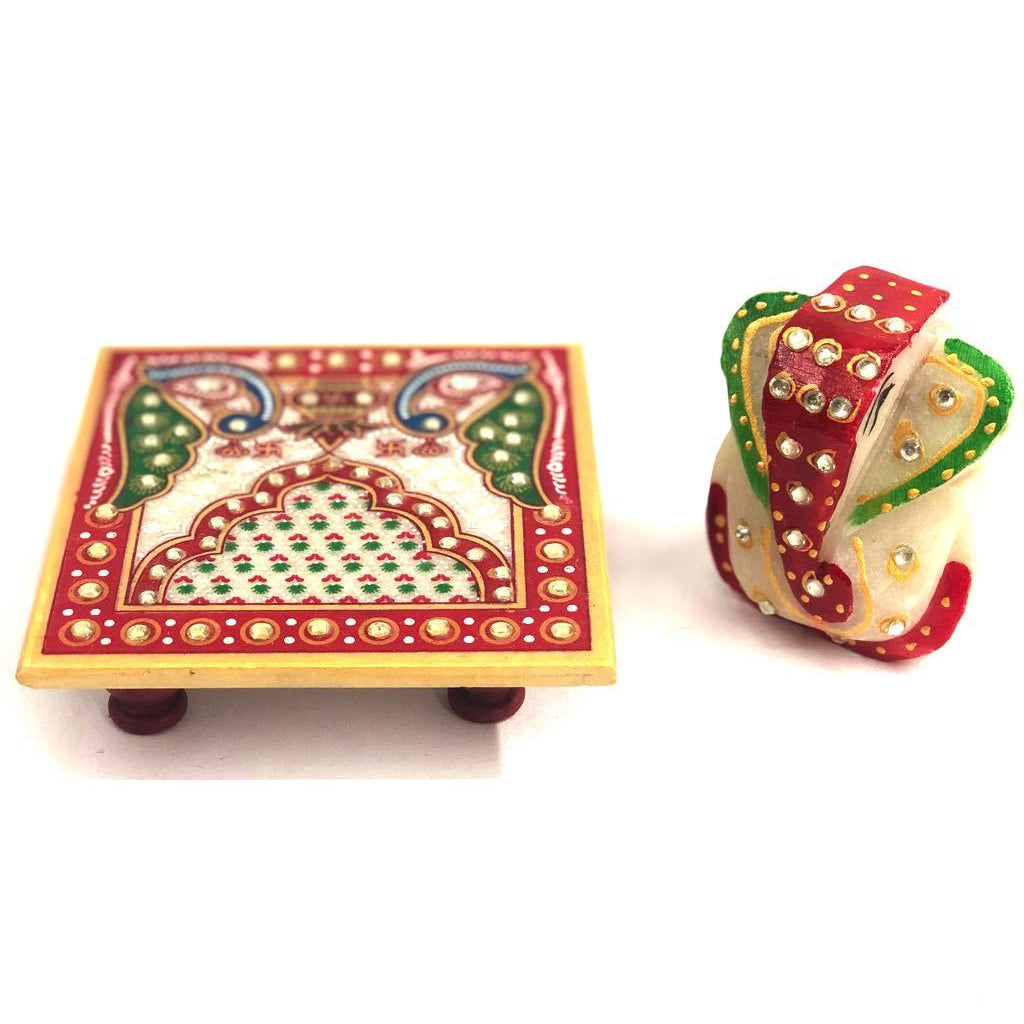 Designer Marble Ganesh With Bajot Best For Gifting Religious From Tamrapatra