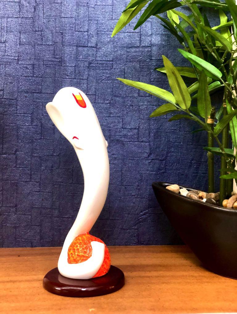 Ganesha With Modak In Sleek 3 Styles White Resin From Tamrapatra - Tamrapatra