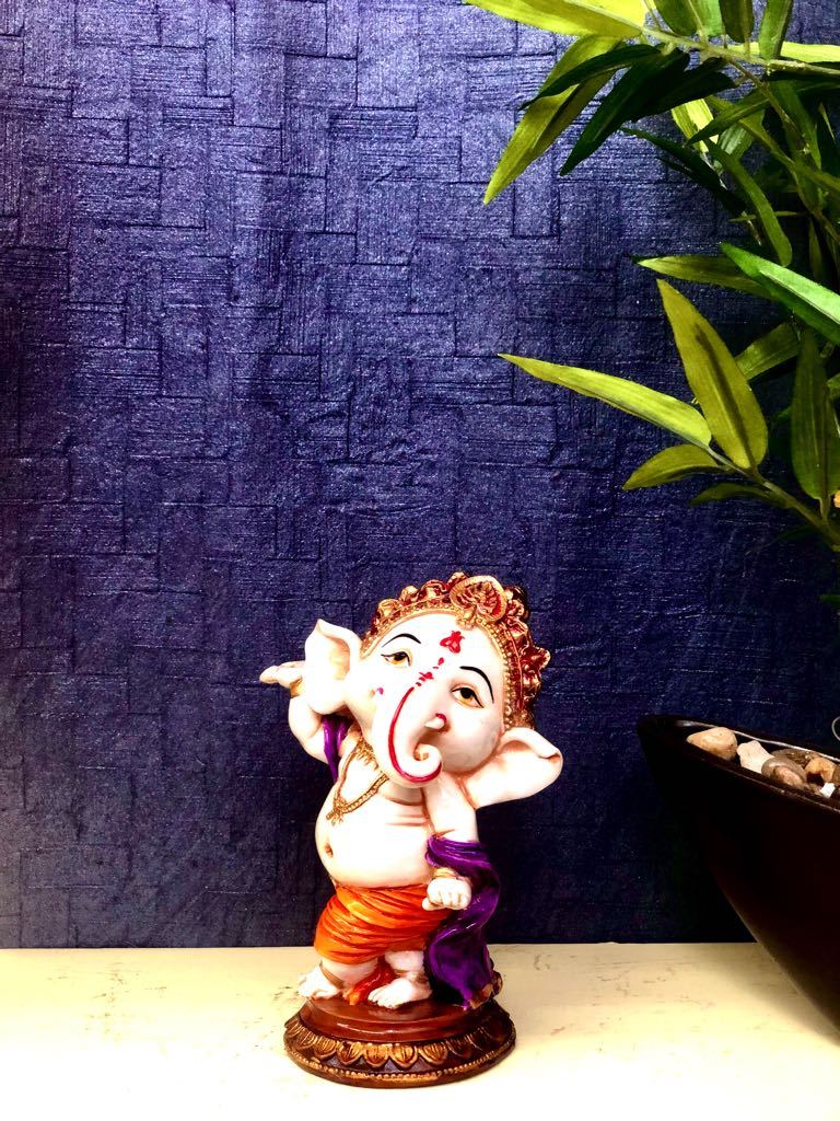 Playful Ganesha Musical Theme Resin Artefact Home Decor Tamrapatra - Tamrapatra