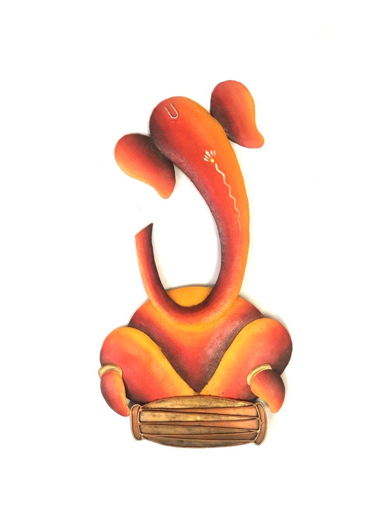 Metal Creative Ganesh With Musical Instrument Wall Décor Idea By Tarmapatra