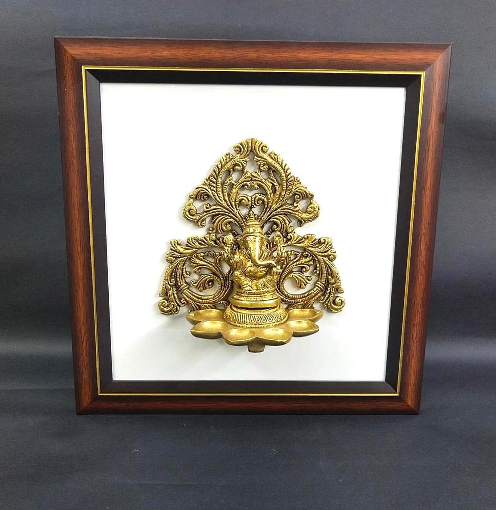 Ganesha Frame Diya Style Wall Frame Hanging Hotel Home Décor By Tamrpaatra