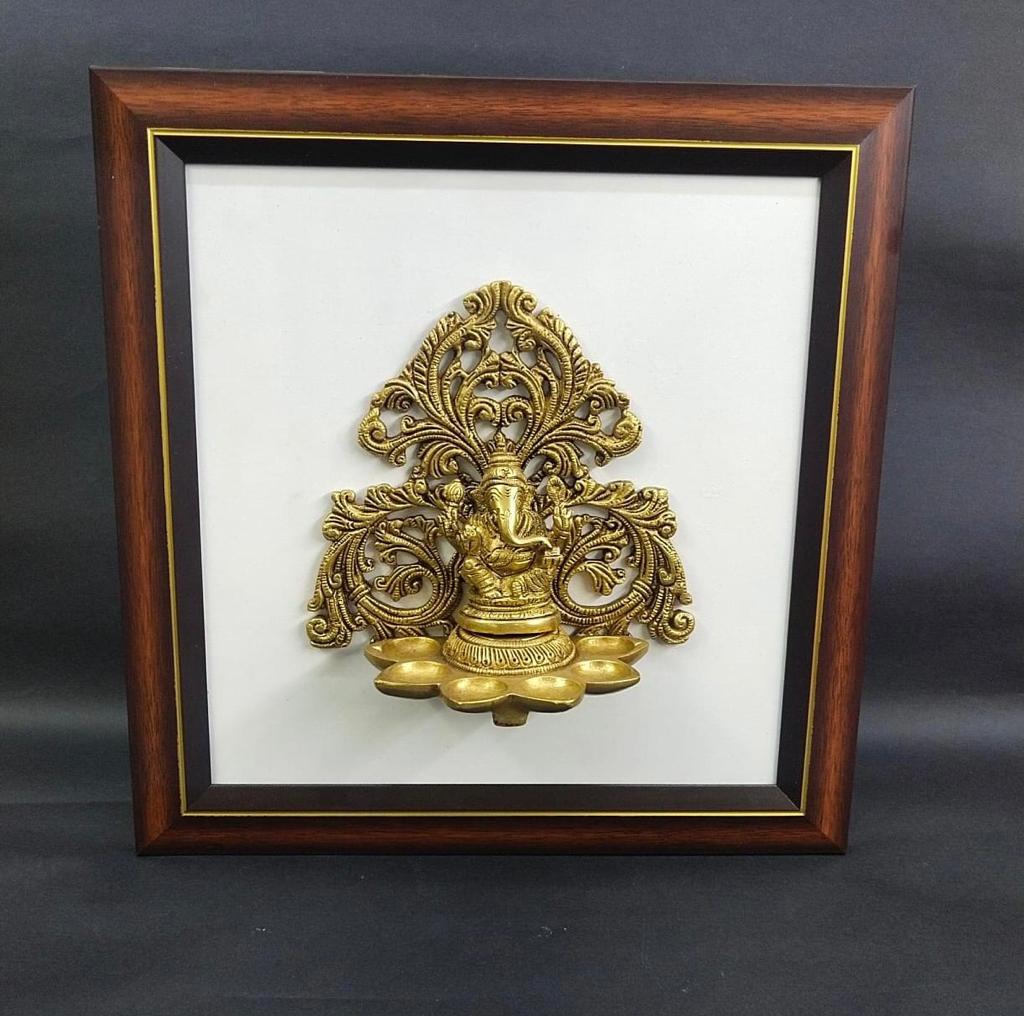 Ganesha Frame Diya Style Wall Frame Hanging Hotel Home Décor By Tamrpaatra