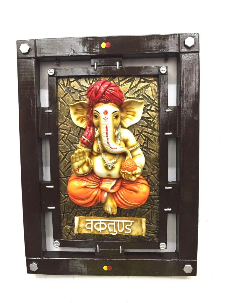 Big Ganesh Idol Resin Hanging Wall Art For Spiritual Home Décor Tamrapatra