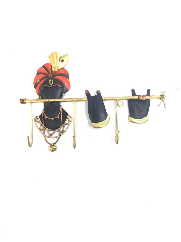 Lord Krishna Playing Flute Designer Key Holder Wall Utility By Tamrapatra