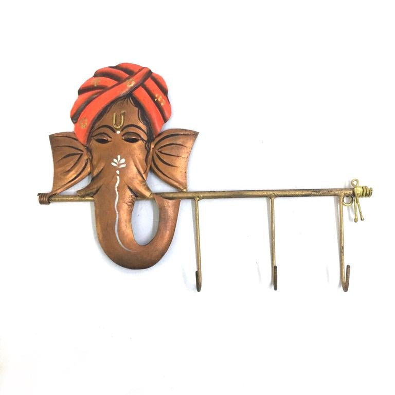 Ganesha Key Holder Wall Decor Utility Made of Iron Handicrafts Tamrapatra