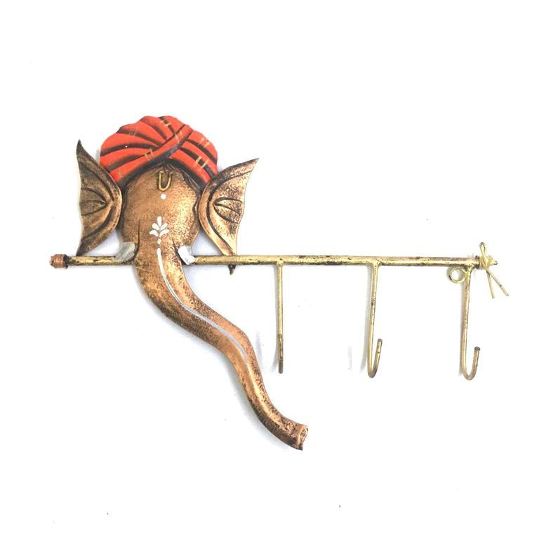 Ganesha Key Holder Wall Decor Utility Made of Iron Handicrafts Tamrapatra