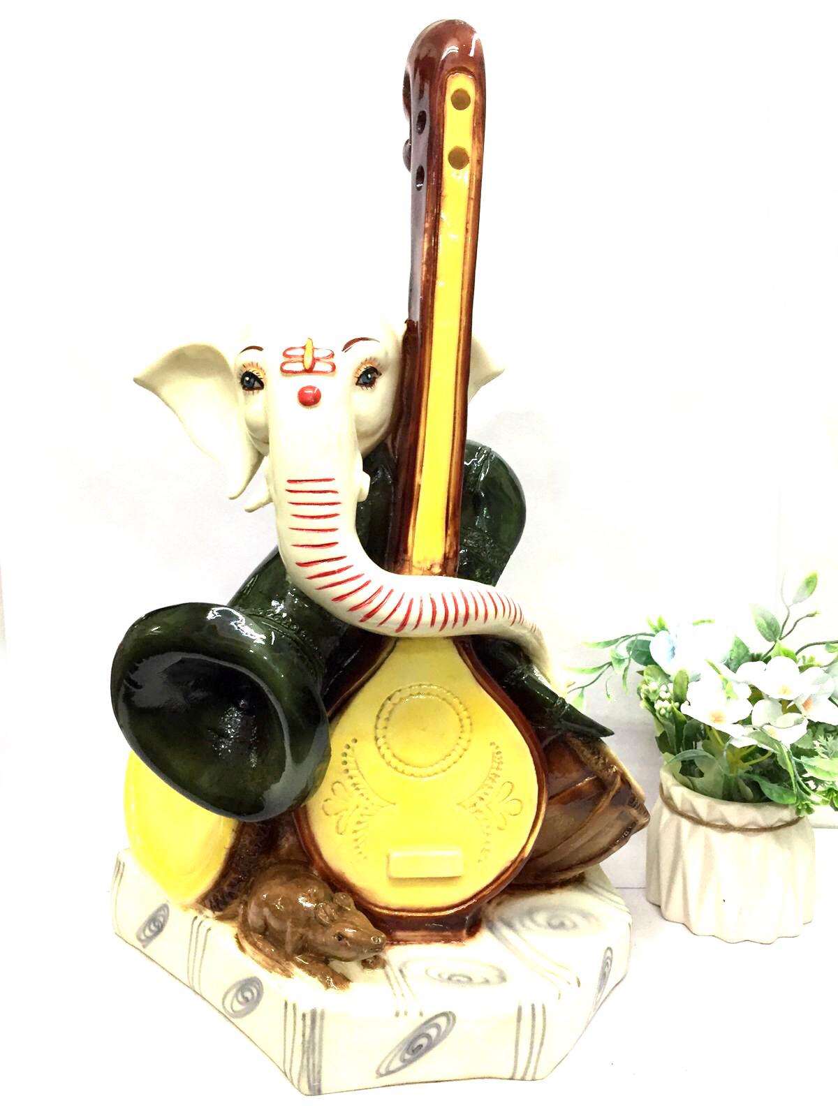 Ganesh Sculpture Musical Theme Artwork Statue Auspicious Arts Tarmapatra