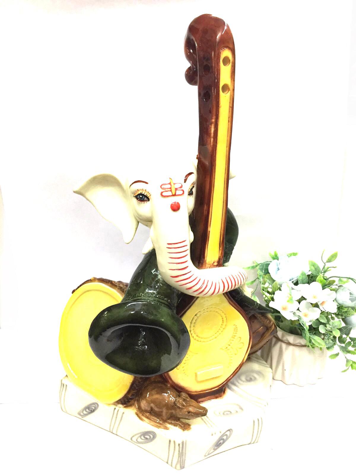 Ganesh Sculpture Musical Theme Artwork Statue Auspicious Arts Tarmapatra
