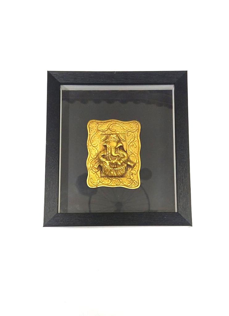Musical Brass Ganesha With Bold Black Frame Extraordinary Collection Tamrapatra