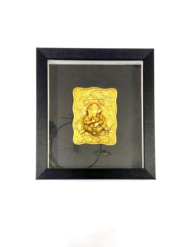 Musical Brass Ganesha With Bold Black Frame Extraordinary Collection Tamrapatra