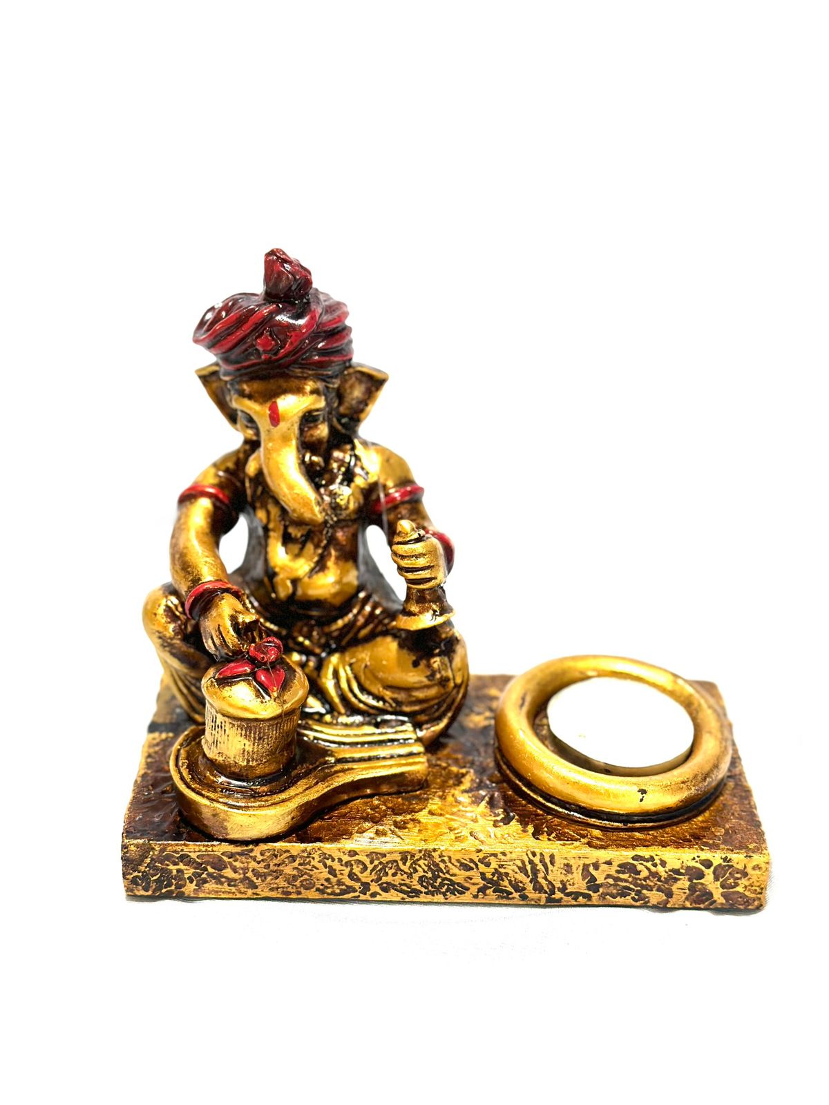 Lord Ganesha Hand Painted Crafted From Resin On MDF Base By Tamrapatra