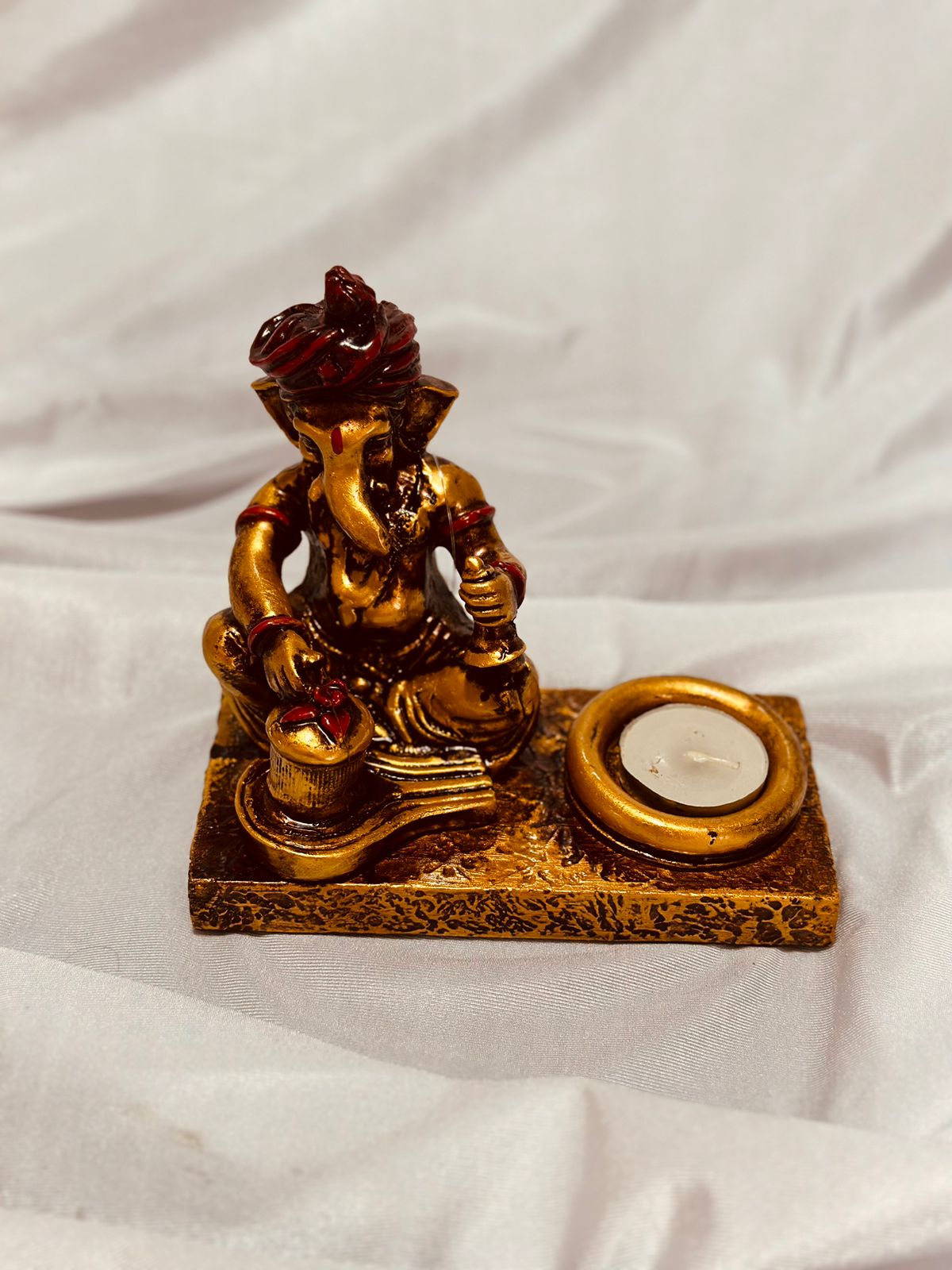 Lord Ganesha Hand Painted Crafted From Resin On MDF Base By Tamrapatra