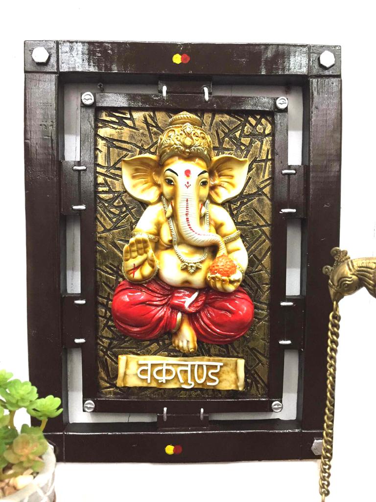 Big Ganesh Idol Resin Hanging Wall Art For Spiritual Home Décor Tamrapatra