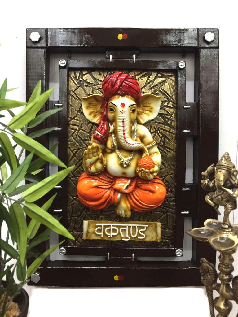 Big Ganesh Idol Resin Hanging Wall Art For Spiritual Home Décor Tamrapatra