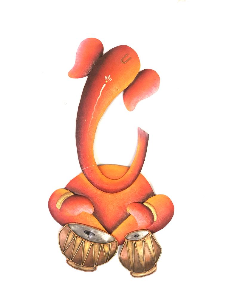 Metal Creative Ganesh With Musical Instrument Wall Décor Idea By Tarmapatra