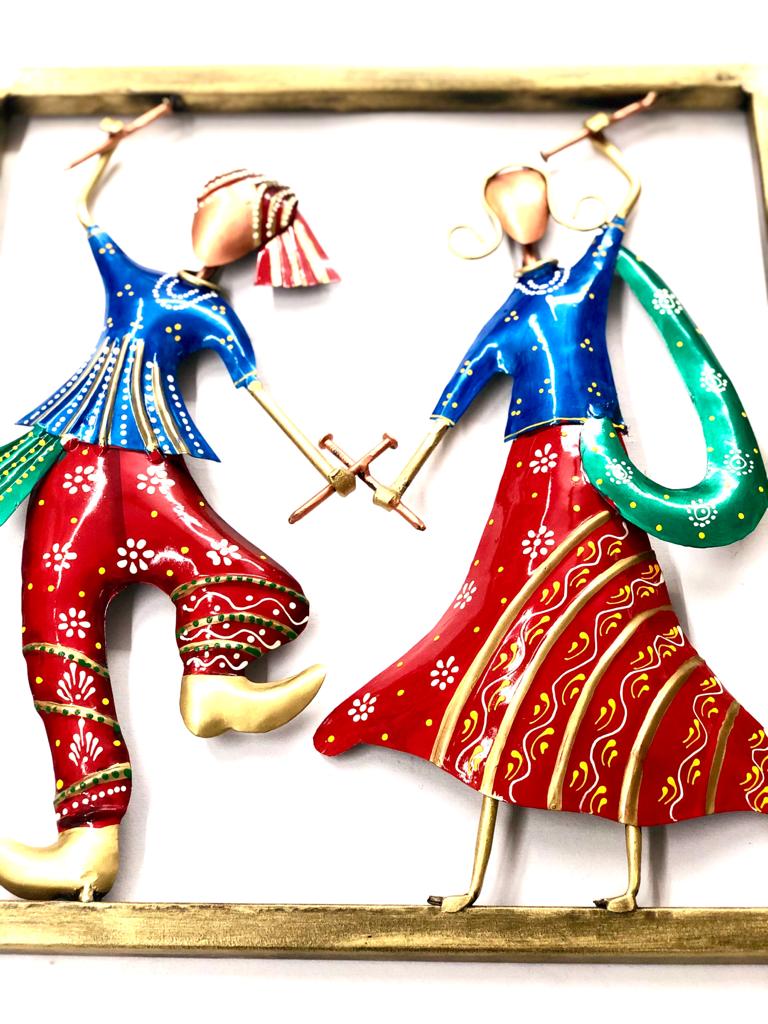 Garba Frame Couples Dancing Metal Wall Frame Gujarat's Pride By Tamrapatra