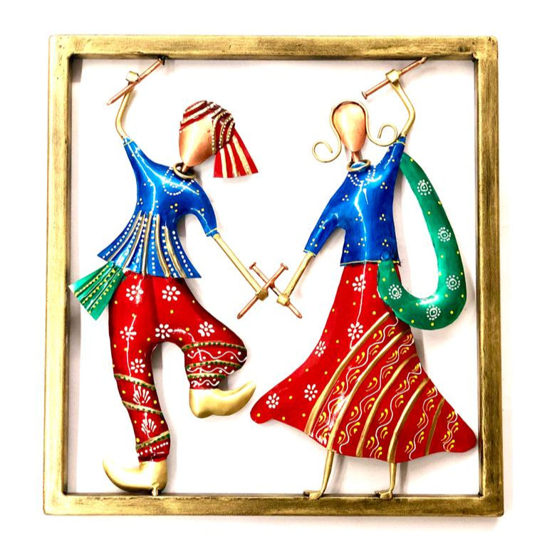 Garba Frame Couples Dancing Metal Wall Frame Gujarat's Pride By Tamrapatra