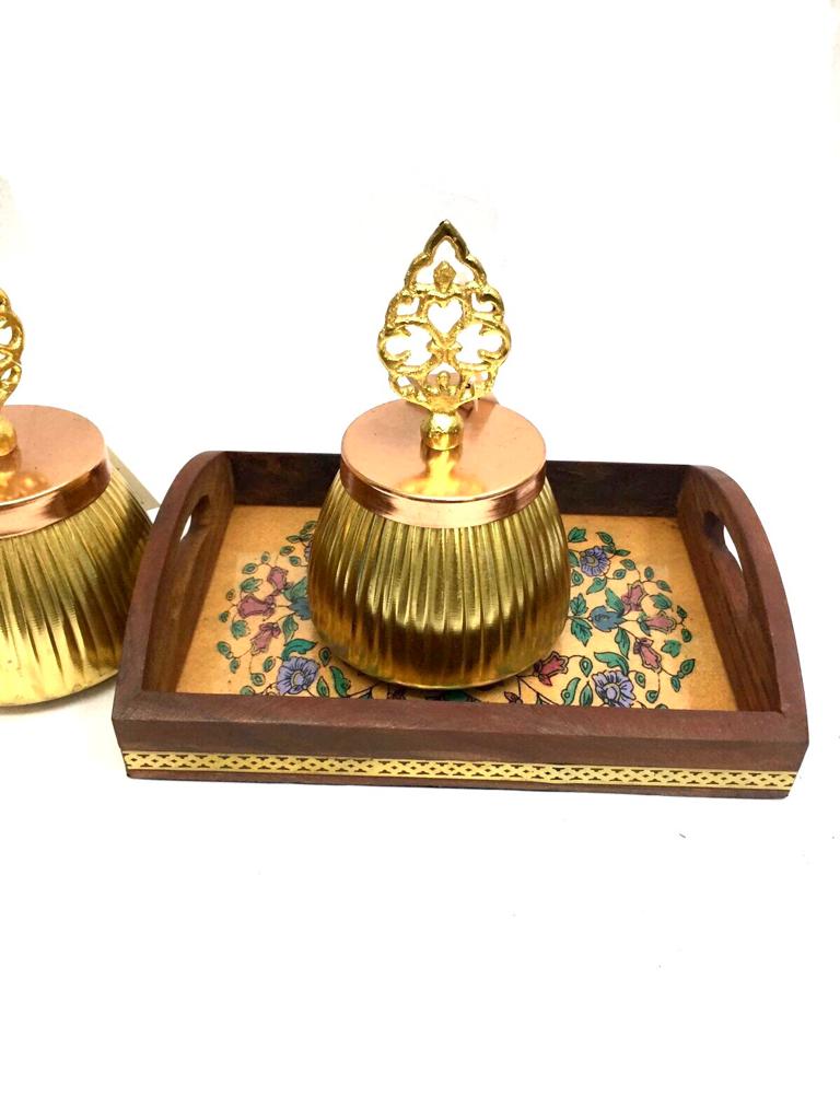 Flower Designed With Gemstones Under Glass Kitchen Utility Tamrapatra