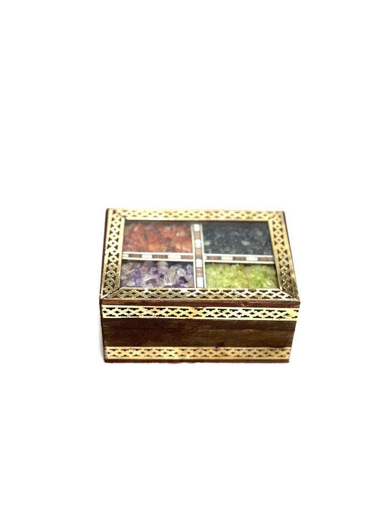 Multicolor Gemstones Enclosed In Acrylic Wooden Storage Box By Tamrapatra