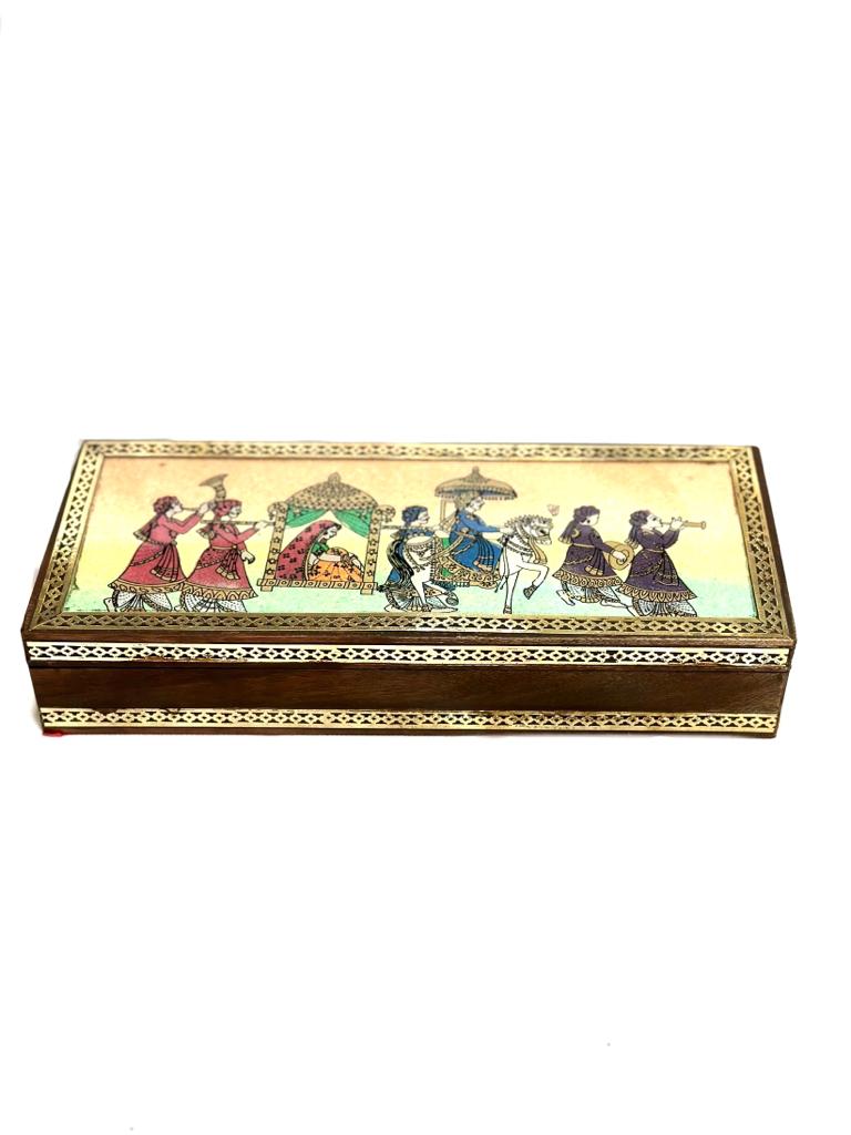 Long Gemstone Box With Traditional Design Storage Box New From Tamrapatra