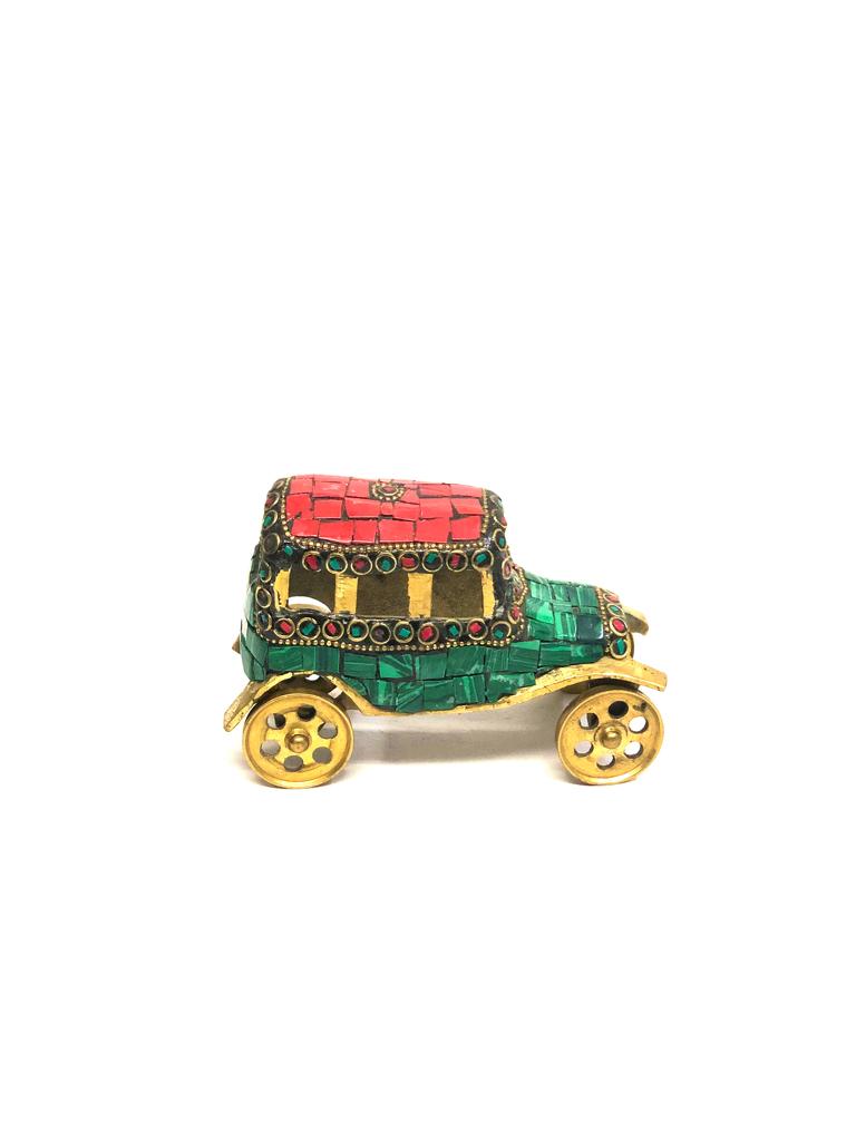 Motor Vehicle In Brass Handpicked Vintage Car Collection Gemstones Tamrapatra