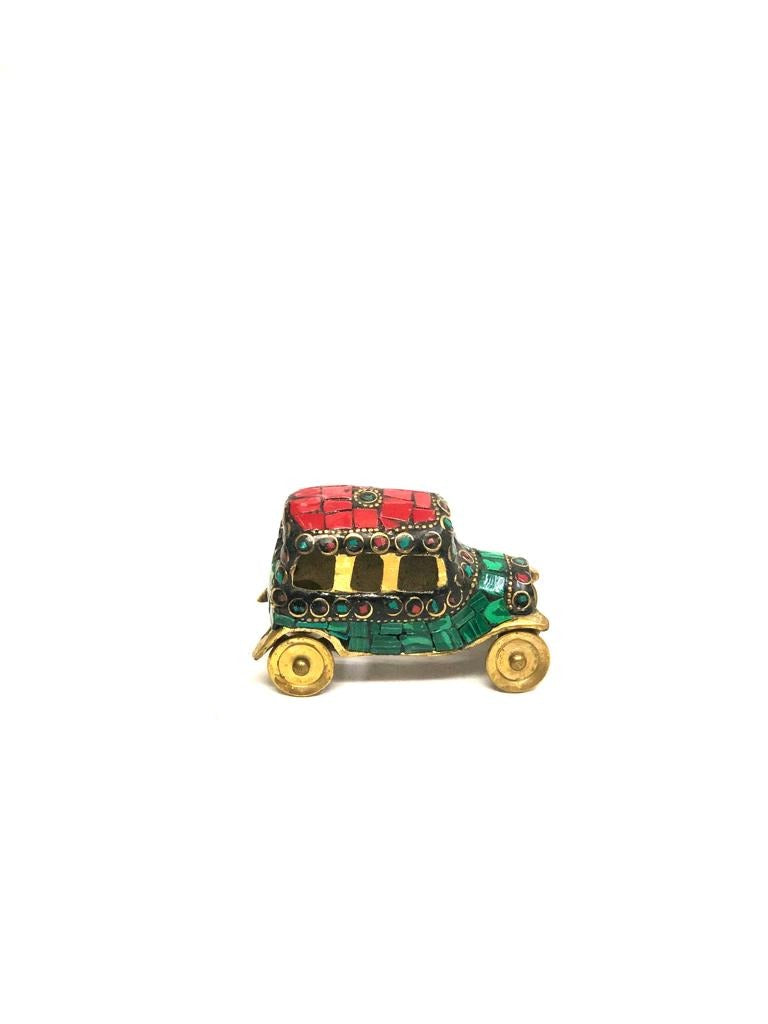 Motor Vehicle In Brass Handpicked Vintage Car Collection Gemstones Tamrapatra