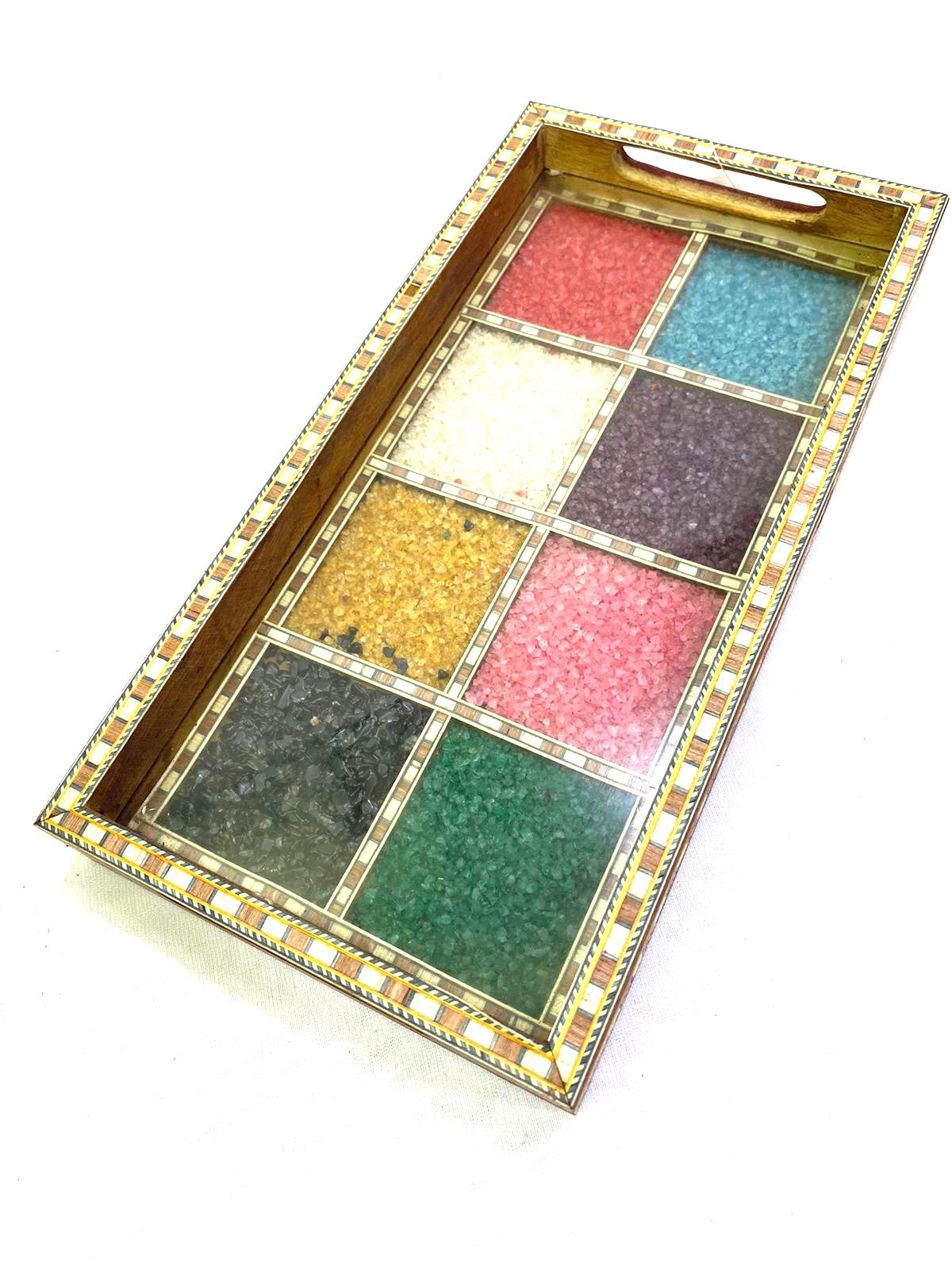 Gemstone Wood Tray Made With Glass & Colorful Gemstone From Tamrapatra - Tamrapatra