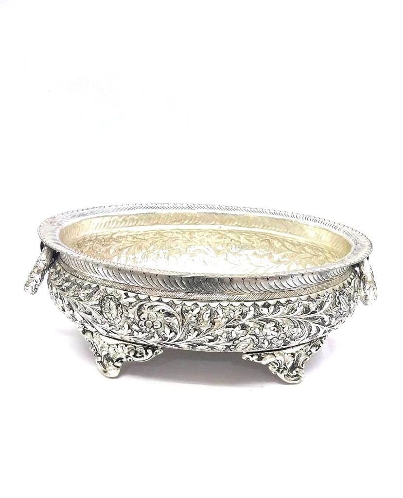 Metal Fine Carving Urli Pots Premium Collection Handmade Décor By Tamrapatra