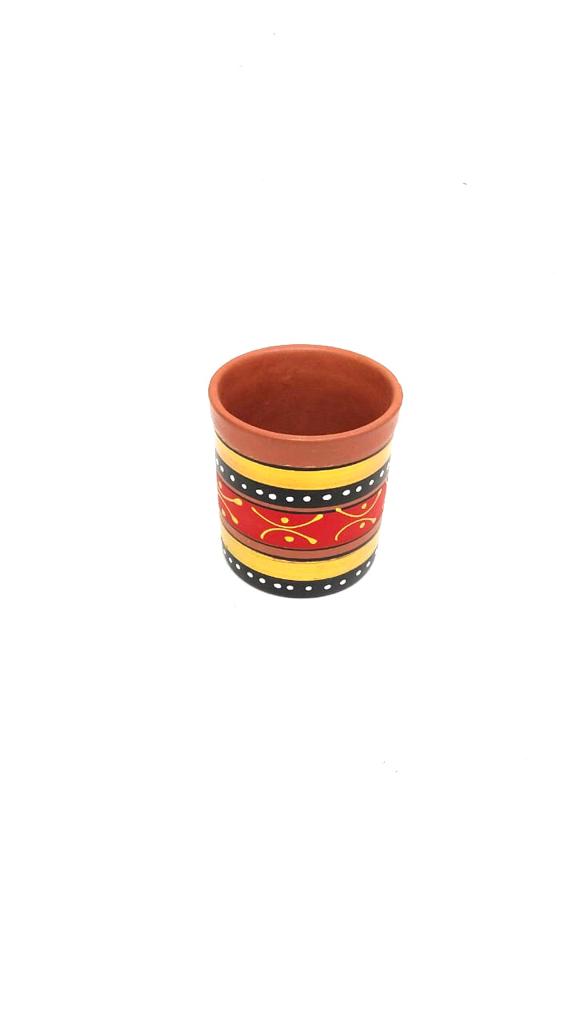 Cylindrical Glass Earthen Beverage Specials Plain & Hand Painted By Tamrapatra