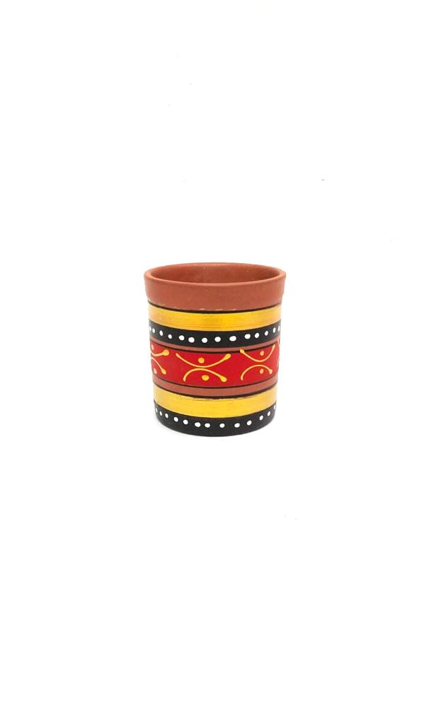 Cylindrical Glass Earthen Beverage Specials Plain & Hand Painted By Tamrapatra
