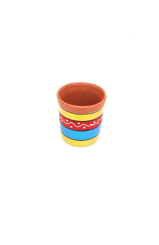 Cylindrical Glass Earthen Beverage Specials Plain & Hand Painted By Tamrapatra